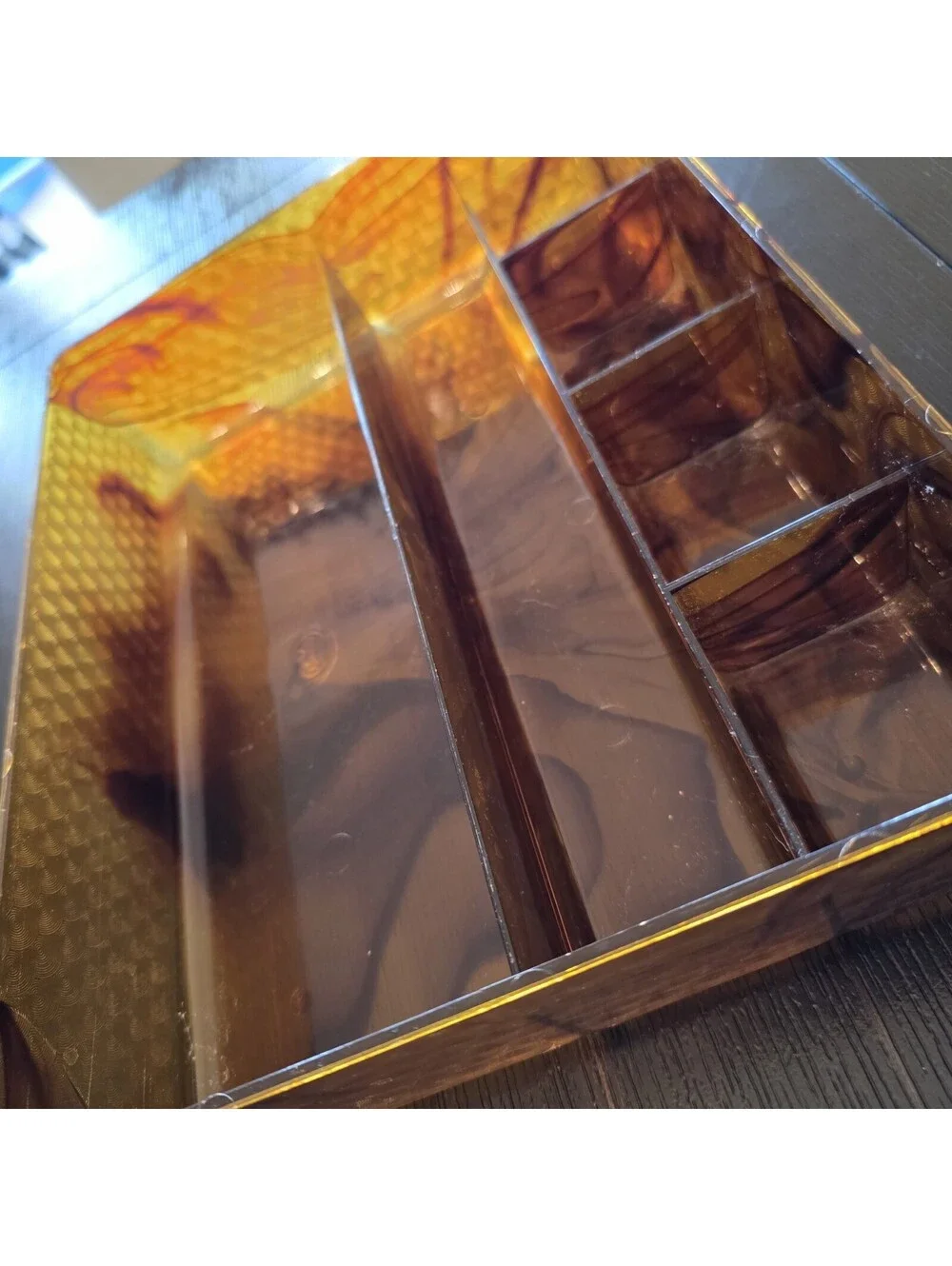 Vintage Tortoise Goody Handi-Tray All Purpose Make Up Caddy Vanity Organizer EUC